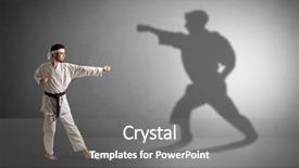  Presentation with shadow - PPT theme with confrontation - young karate man confronting background and a gray colored foreground