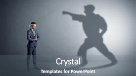  Presentation with one young man exercising handball - Slide set enhanced with confrontation - young karate man confronting background and a gray colored foreground