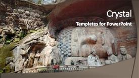  Presentation with world heritage - Presentation design featuring confucian - dazu rock carvings background and a wine colored foreground