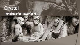  Presentation with world heritage - Presentation design with confucian - dazu rock carvings background and a dark gray colored foreground