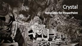  Presentation with world heritage - PPT theme enhanced with confucian - dazu rock carvings background and a tawny brown colored foreground