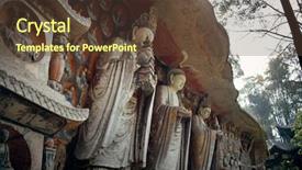  Presentation with world heritage - Presentation theme consisting of confucian - dazu rock carvings background and a tawny brown colored foreground