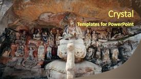  Presentation with heritage - Slide set having confucian - dazu rock carvings background and a tawny brown colored foreground