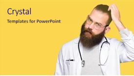  Presentation with being new doctor - Cool new presentation design with confuse and wonder about question backdrop and a yellow colored foreground