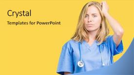  Presentation with medical hand - Slide deck featuring confuse and wonder about question background and a  colored foreground