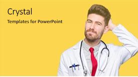  Presentation with scoliosis handwritten medical concept - PPT layouts enhanced with confuse and wonder about question background and a yellow colored foreground