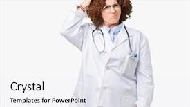  Presentation with doctor helps to get out of bed an elderly woman - Cool new presentation theme with confuse and wonder about question backdrop and a  colored foreground