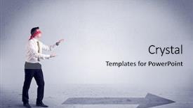  Presentation with salesman - PPT layouts consisting of confused blind salesman standing background and a  colored foreground