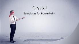  Presentation with salesman - Cool new theme with confused blind salesman standing backdrop and a  colored foreground