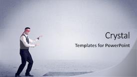  Presentation with salesman - PPT layouts featuring confused blind salesman standing background and a  colored foreground