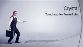  Presentation with salesman - Colorful slide set enhanced with confused blind salesman standing backdrop and a  colored foreground