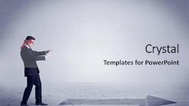  Presentation with salesman - Presentation with confused blind salesman standing background and a sky blue colored foreground