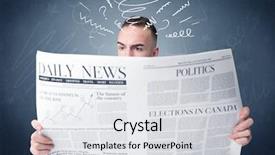  Presentation with newspaper - Beautiful theme featuring confused businessman holding newspaper backdrop and a light gray colored foreground