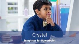  Presentation with monitor computer - Audience pleasing PPT layouts consisting of confused businessman looking at computer monitor while sitting at desk in office backdrop and a ocean colored foreground