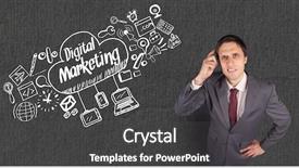  Presentation with telecom digital cimmunica - Audience pleasing presentation consisting of confused businessman with digital marketing backdrop and a dark gray colored foreground