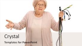  Presentation with elderly - Presentation theme consisting of confused elderly woman holding different background and a soft green colored foreground