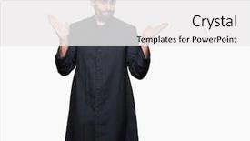  Presentation with god - Presentation theme featuring confused expression with arms background and a white colored foreground