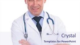  Presentation with acting - Cool new PPT layouts with confused fake doctor acting like a clown because he can't understand the results of a treatment backdrop and a sky blue colored foreground