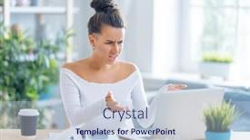  Presentation with podcast - Presentation theme consisting of confused-frustrated-young-businesswoman-studying background and a lemonade colored foreground