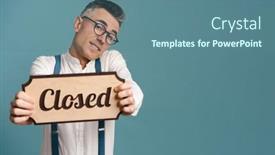  Presentation with banner blue - Slide deck enhanced with confused-grey-haired-man background and a seafoam green colored foreground