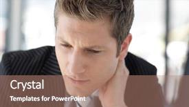  Presentation with camera - Colorful theme enhanced with confused human - thoughtful buisinessman looking at camera backdrop and a coral colored foreground