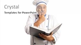 Presentation with cook chef - PPT layouts consisting of confused-male-chef-holding background and a white colored foreground