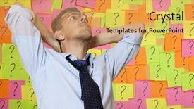  Presentation with brainstorming top view - Amazing PPT theme having confused man question marks - brainstorming backdrop and a yellow colored foreground