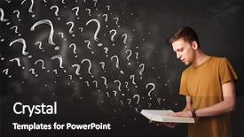  Presentation with question marks - Presentation theme having book with question mark background and a dark gray colored foreground