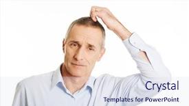  Presentation with head - Colorful slide deck enhanced with confused man scratching his head backdrop and a  colored foreground