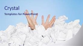  Presentation with human heart blue and red - Amazing theme having light end tunnel - human buried in white papers backdrop and a light blue colored foreground