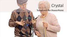  Presentation with seniors - Beautiful slide deck featuring confused seniors looking at different backdrop and a lemonade colored foreground