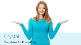  Presentation with teenage - PPT theme with confused-teenage-woman-shrugging background and a  colored foreground