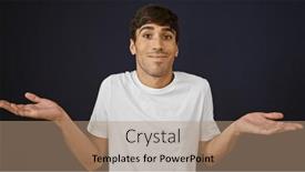  Presentation with black man - PPT theme featuring confused-young-hispanic-man-cluelessly background and a coral colored foreground