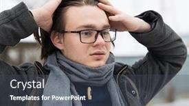  Presentation with glasses - Theme consisting of confused-young-man-in-glasses background and a ocean colored foreground