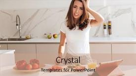  Presentation with knife stand - Cool new presentation theme with confused young woman holding knife backdrop and a  colored foreground