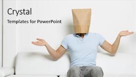 Presentation with paper bag - Amazing PPT layouts having confusion free - anonymous clueless or innocent man backdrop and a white colored foreground