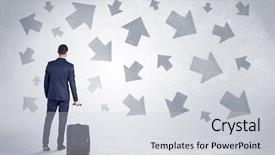  Presentation with walking - Cool new PPT layouts with confusion free - businessman with back walking away backdrop and a  colored foreground