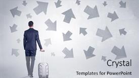  Presentation with walking - Colorful presentation design enhanced with confusion free - businessman with back walking away backdrop and a  colored foreground
