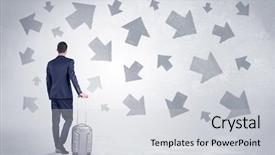  Presentation with walking - Colorful PPT layouts enhanced with confusion free - businessman with back walking away backdrop and a light gray colored foreground