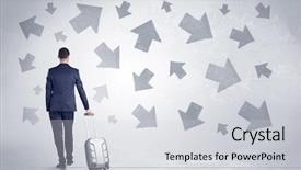  Presentation with walking - Audience pleasing theme consisting of confusion free - businessman with back walking away backdrop and a light gray colored foreground