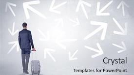  Presentation with welcome back handwriting - Theme enhanced with confusion free - businessman with back walking away background and a light gray colored foreground