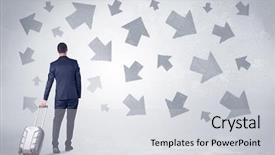  Presentation with speed walking - Beautiful slide set featuring confusion free - businessman with back walking away backdrop and a  colored foreground