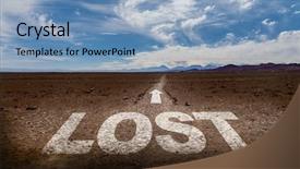  Presentation with lost - Cool new PPT theme with confusion free - lost written on desert road backdrop and a light blue colored foreground