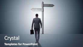  Presentation with civil society concept - PPT theme with confusion signpost - businessman in difficult choice concept background and a gray colored foreground