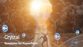  Presentation with uncertainty - Cool new slides with confusion signpost - businessman in uncertainty business concept backdrop and a coral colored foreground