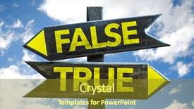  Presentation with isolated fall oak leaf - PPT layouts consisting of confusion signpost - false - true crossroad isolated background and a gold colored foreground