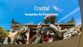  Presentation with dragon - Presentation design with cong - dragon fountain at the back background and a teal colored foreground