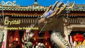  Presentation with dragon - Audience pleasing presentation design consisting of cong - dragon fountain at the back backdrop and a tawny brown colored foreground