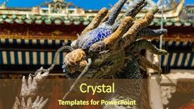  Presentation with dragon - Presentation theme featuring cong - dragon fountain at the back background and a tawny brown colored foreground
