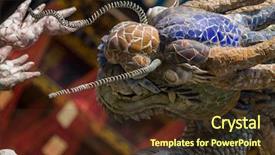  Presentation with dragon - PPT theme having cong - dragon fountain at the back background and a tawny brown colored foreground